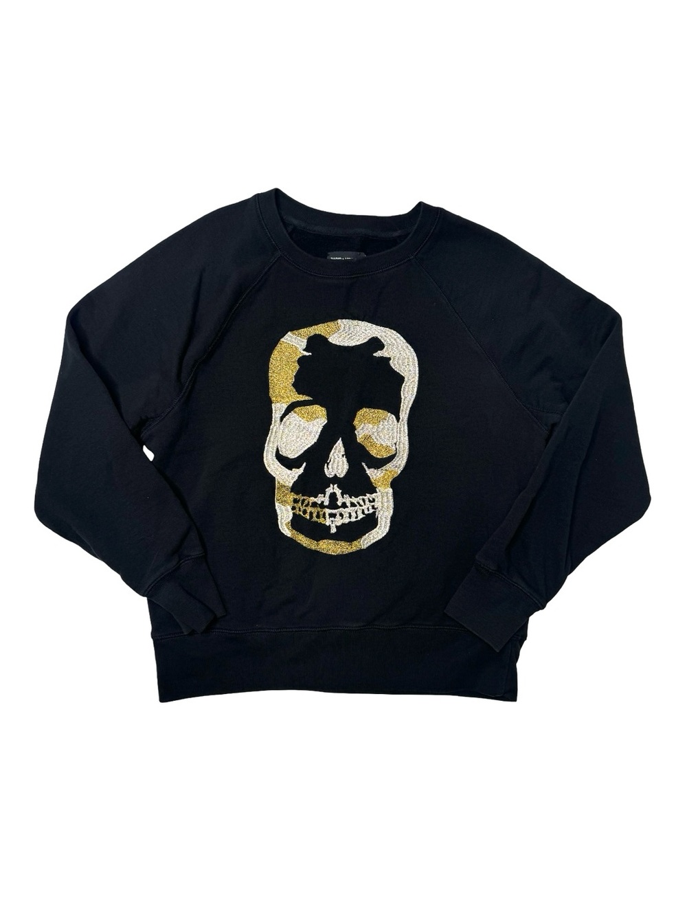 Zadig & Voltaire | NWOT Upper Camo Skull Embroidery Sweatshirt Black/Silver/Gold